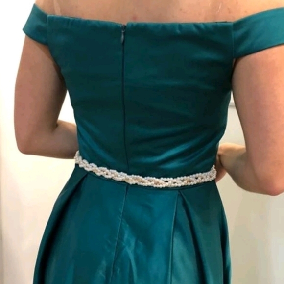 Faux white pearl beaded Gold‎ evening bridal waist wedding dress belt - Picture 9 of 15